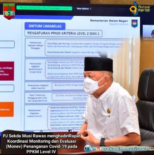 PJ Sekda Musi Rawas Drs. Edi Iswanto, M.Pd Mwnghadiri Rapat Koordinasi Monitoring dan Evaluasi (Mone