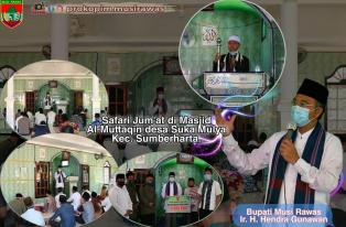 Bupati Musi Rawas @h.hendra_gunawan Melaksanakan Safari Jumat di Masjid Al-Mutaqin Desa Suka Mulya K