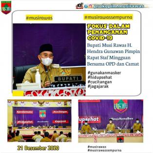 Bupati Musi Rawas @h.hendra_gunawan  Pimpin Rapat Staf Mingguan Bersama OPD dan Camat di Auditorium 